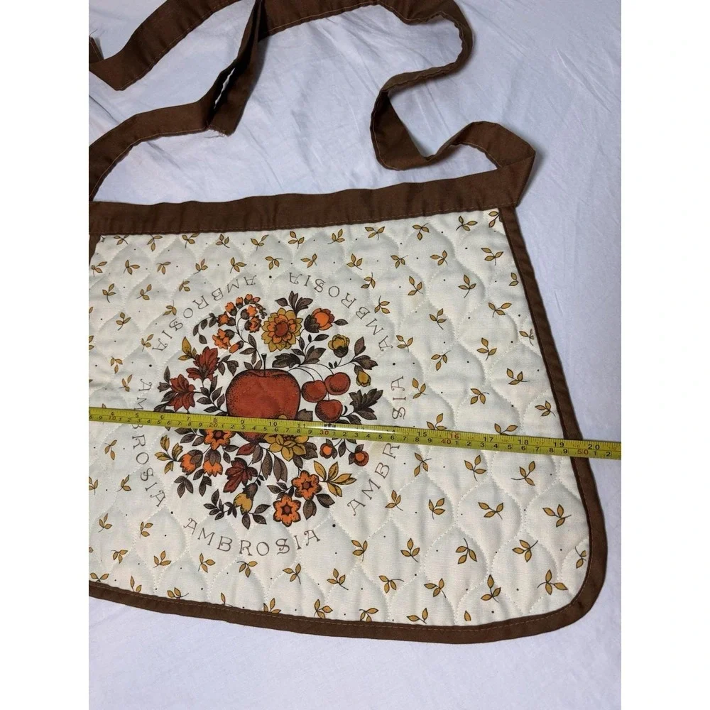 Vintage Half Apron Retro Ambrosia Apple Floral CSC 1979 Homesteading Ties